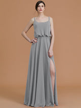 Charming Spaghetti Straps Sleeveless Ruffles Chiffon Bridesmaid Dresses-Ballbella