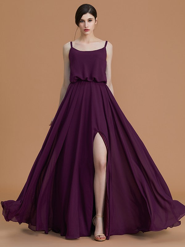 Charming Spaghetti Straps Sleeveless Ruffles Chiffon Bridesmaid Dresses-Ballbella