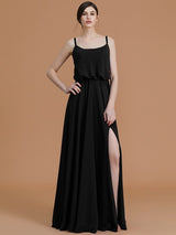 Charming Spaghetti Straps Sleeveless Ruffles Chiffon Bridesmaid Dresses-Ballbella
