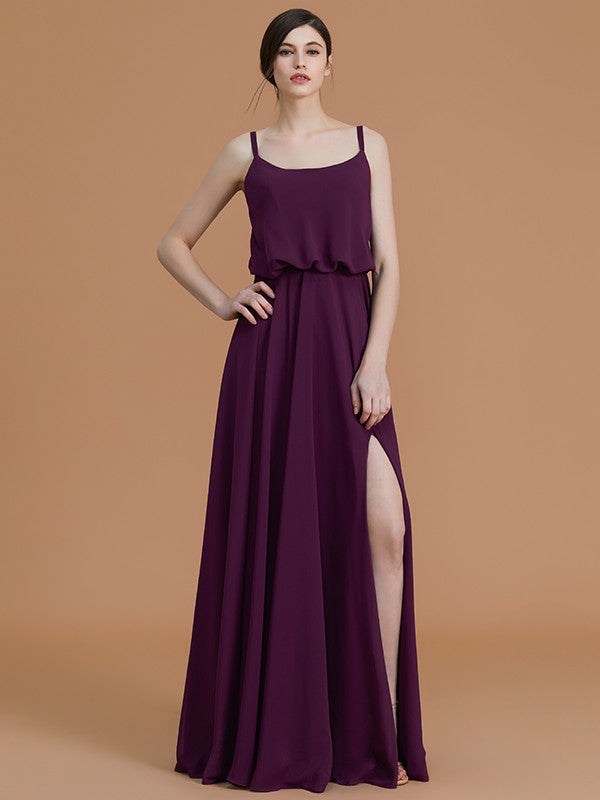 Charming Spaghetti Straps Sleeveless Ruffles Chiffon Bridesmaid Dresses-Ballbella