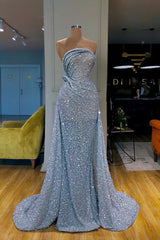 Charming Starpless Sequins Beads Long Prom Dress Overskirt-Ballbella