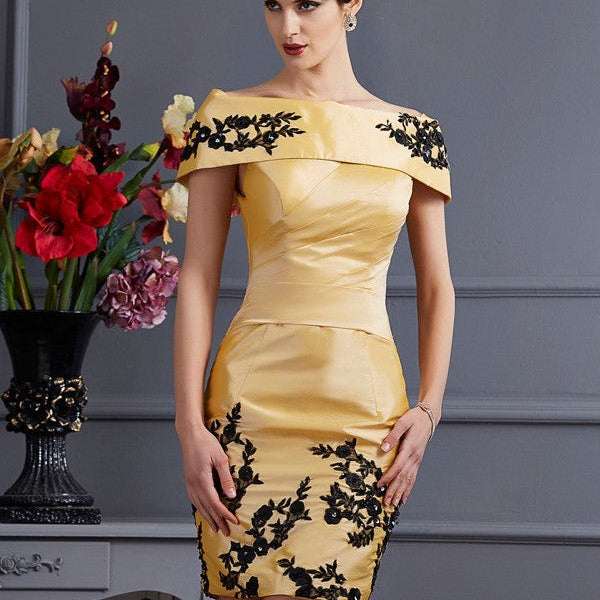 yellow taffeta bridesmaid dresses Yellow Taffeta Cocktail Party Short Bridesmaid Dresses