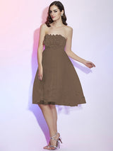 Charming Strapless Sleeveless Hand-Made Flower Short Net Bridesmaid Dresses-Ballbella