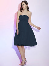 Charming Strapless Sleeveless Hand-Made Flower Short Net Bridesmaid Dresses-Ballbella