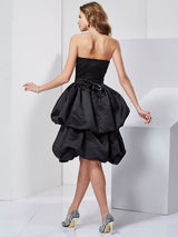 Charming Strapless Sleeveless Short Satin Bridesmaid Dresses-Ballbella
