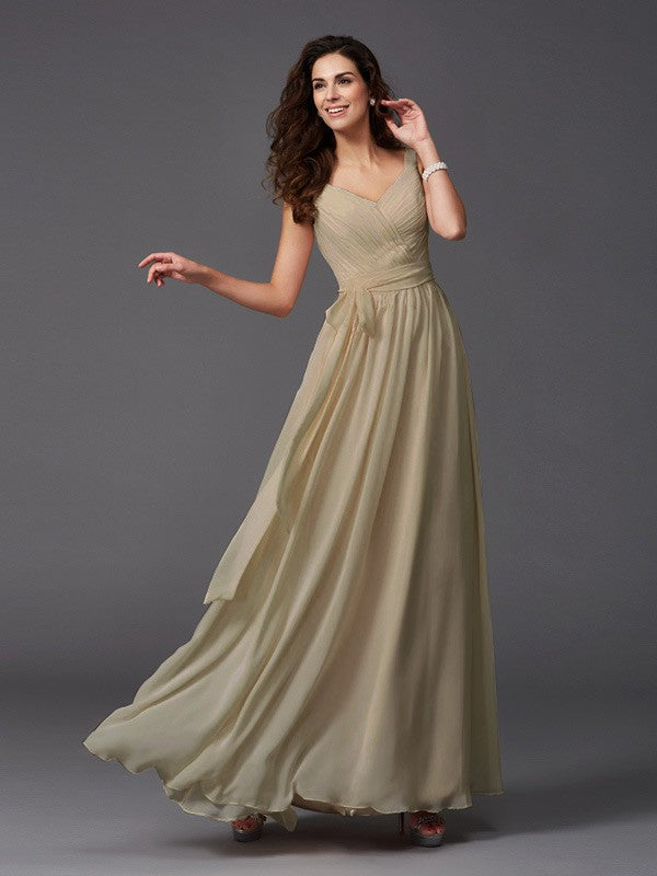 Charming Straps Sash/Ribbon/Belt Sleeveless Long Chiffon Bridesmaid Dresses Charming Straps Sash/Ribbon/Belt Sleeveless Long Chiffon Bridesmaid Dresses