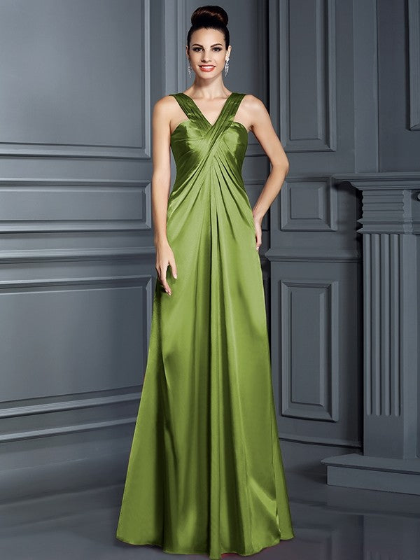 Charming Straps Sleeveless Long Bridesmaid Dresses-Ballbella