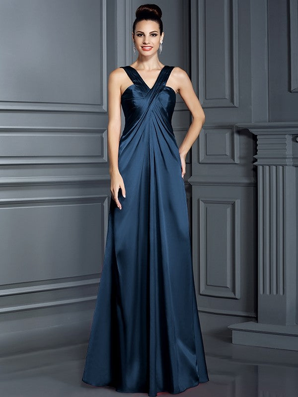 Charming Straps Sleeveless Long Bridesmaid Dresses-Ballbella