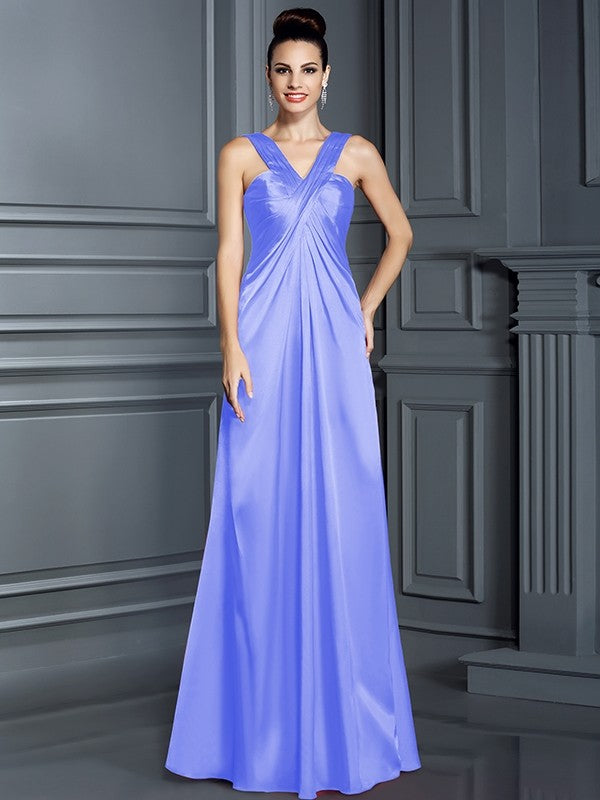 Charming Straps Sleeveless Long Bridesmaid Dresses-Ballbella