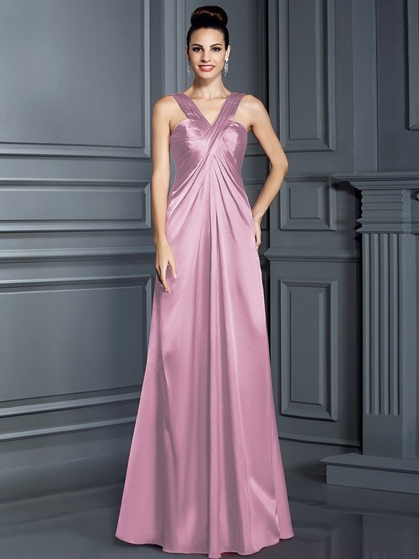 Charming Straps Sleeveless Long Bridesmaid Dresses-Ballbella