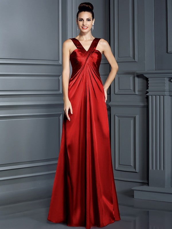 Charming Straps Sleeveless Long Bridesmaid Dresses-Ballbella