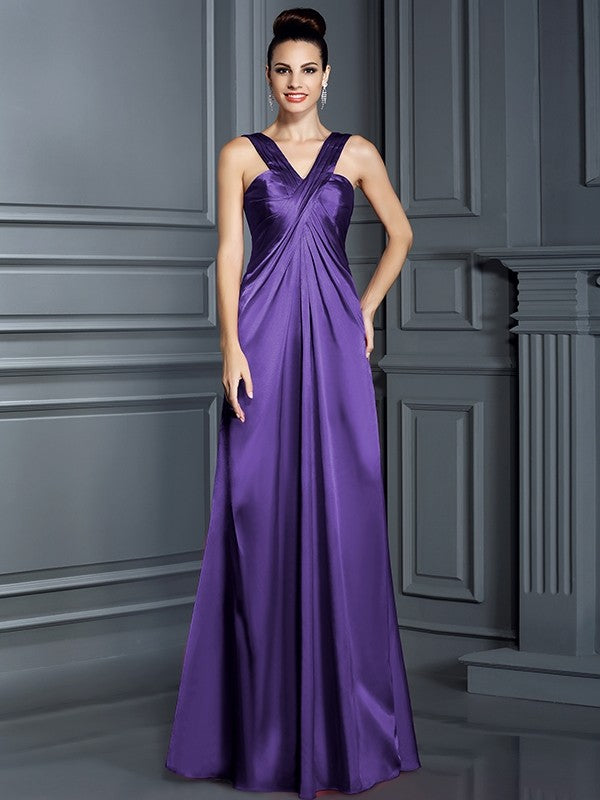 Charming Straps Sleeveless Long Bridesmaid Dresses-Ballbella