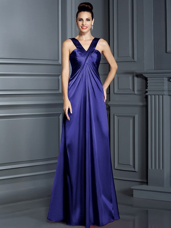 Charming Straps Sleeveless Long Bridesmaid Dresses-Ballbella
