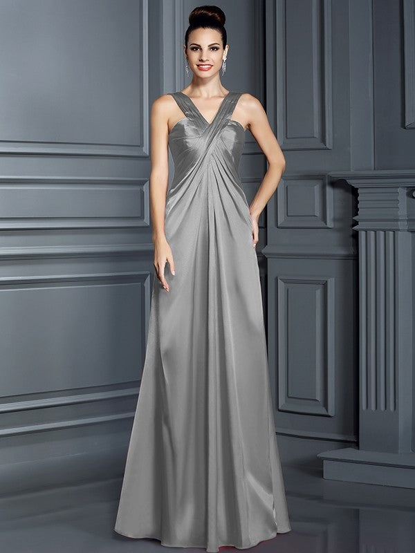 Charming Straps Sleeveless Long Bridesmaid Dresses-Ballbella