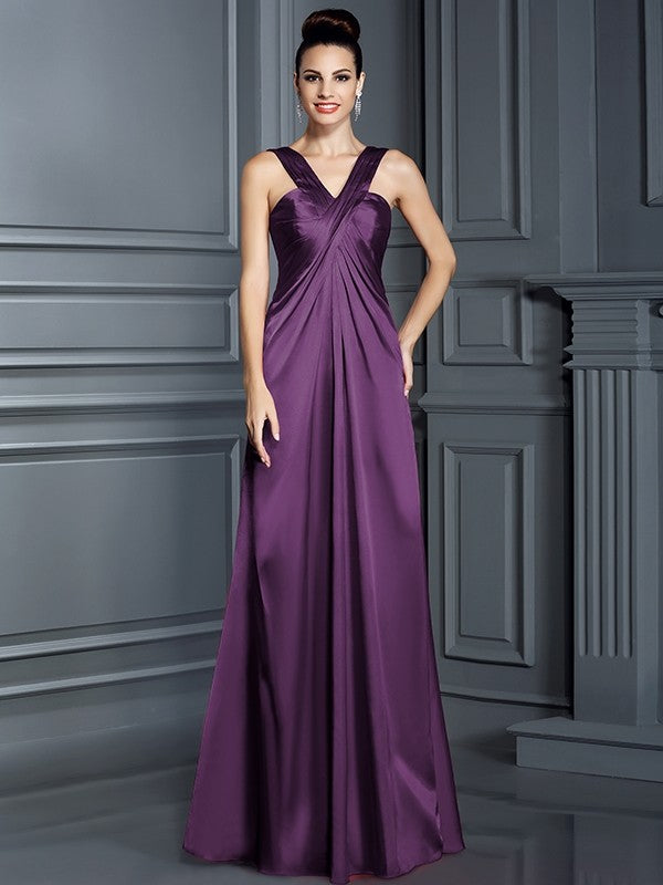 Charming Straps Sleeveless Long Bridesmaid Dresses-Ballbella