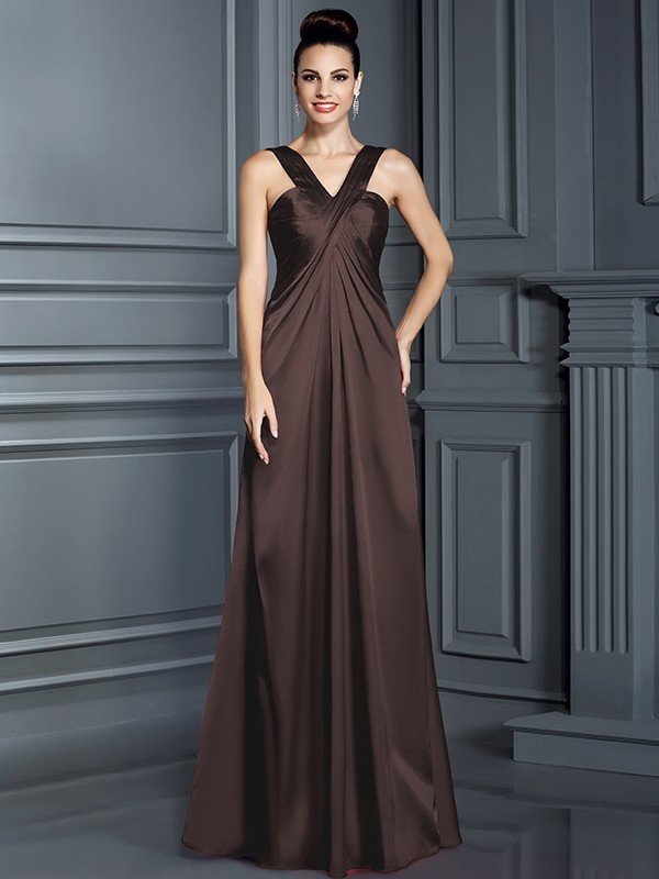 Charming Straps Sleeveless Long Bridesmaid Dresses-Ballbella