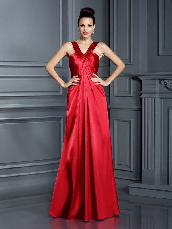Charming Straps Sleeveless Long Bridesmaid Dresses-Ballbella