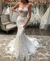 Ballbella offers Charming Sweetheart Lace Applique Mermaid Wedding Dress latest Bridal Gowns at a good price ,all made in high quality, to Mermaid Floor-length hem. Extra coupon to save a heap.