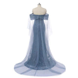 Chic Asymmetrical Strapless Mermaid Prom Dresses Column Long With Beads Zipper-Ballbella