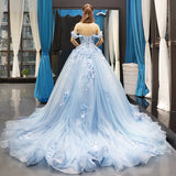 Find your dream Luxurious Ball Gown Off-the-Shoulder Long Prom Party Gowns| Luxurious Sweetheart Lace Appliques Prom Gown at Ballbella,  34 colors & all sizes available,  free delivery worldwide.
