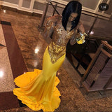 Chic Bandeau Applique Satin Off Shoulder Long Sleeves Mermaid Slim Prom Party Gown-Ballbella
