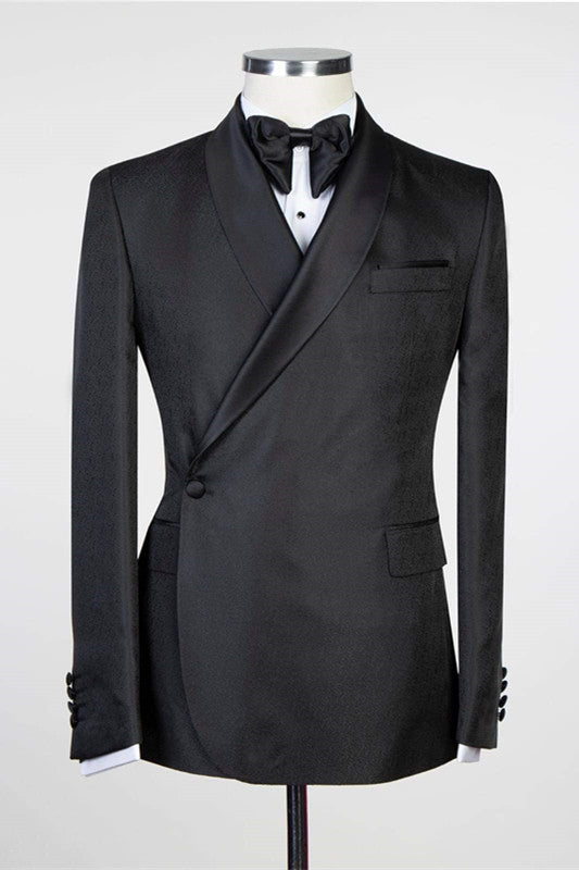 Chic Black Designer Shawl Lapel Men Suits for Wedding