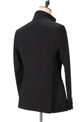 Chic Black Designer Slim Fit Peaked Lapel Men Suits for Prom-Ballbella