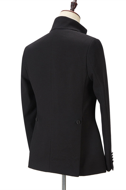 Chic Black Designer Slim Fit Peaked Lapel Men Suits for Prom-Ballbella