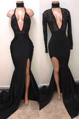 Buy high quality discount Elegant dresses from  Ballbella. Chic Black High Neck Lace Front Split Mermaid Prom Dress. Shipping worldwide,  custom made all sizes & colors. SHOP NOW.