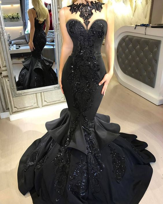 Looking for custom made Chic black mermaid Prom Party Gownslong Prom Party Gowns New Arrival on sale. Free shipping,  high quality,  fast delivery,  made to order dress. Discount price. Affordable price. Ballbella.