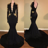 Do you need a mermaid style prom dress custom made at affordable prices? Shop Ballbella with our Chic Black prom dress Mermaid Long Sleeves Evening Dress,  and lace formal dress On Sale.
