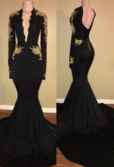 Do you need a mermaid style prom dress custom made at affordable prices? Shop Ballbella with our Chic Black prom dress Mermaid Long Sleeves Evening Dress,  and lace formal dress On Sale.