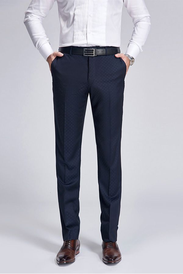 Chic Blue Dots Shawl Lapel Wedding Tuxedos Dark Navy Wedding Suits for Men-Ballbella