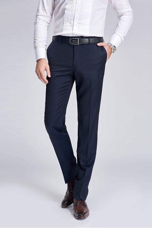 Chic Blue Dots Shawl Lapel Wedding Tuxedos Dark Navy Wedding Suits for Men-Ballbella