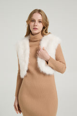 Chic Faux Fur Sleeveless Short Jacket Wedding Shawl-Ballbella