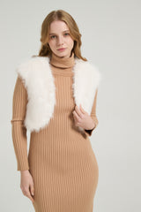 Chic Faux Fur Sleeveless Short Jacket Wedding Shawl-Ballbella