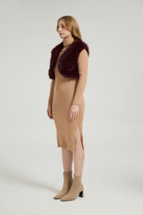 Chic Faux Fur Sleeveless Short Jacket Wedding Shawl-Ballbella