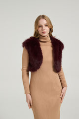 Chic Faux Fur Sleeveless Short Jacket Wedding Shawl-Ballbella