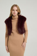 Chic Faux Fur Sleeveless Short Jacket Wedding Shawl-Ballbella