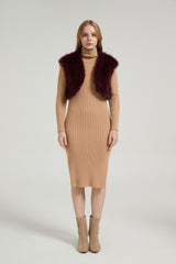 Chic Faux Fur Sleeveless Short Jacket Wedding Shawl-Ballbella