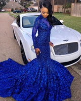 Ballbella offers Chic Flowers Royal Blue Prom Party Gowns| Long Sleeves Prom Party Gowns with custom tailoring service. Try Long Sleeves Prom Dress online with fast and free shipping.