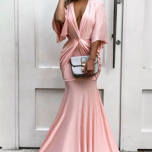 slim fit dress slacks A-line pink lace appliques long prom dress formal dress cg18728 main image 1