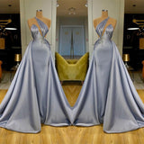 Chic Halter Beadings Long Evening Dress With Detachable Skirt-Ballbella