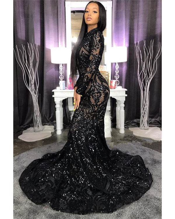 Ballbella offers Chic High Neck Sparkle Appliques Prom Dresses Fit and Flare Long Sleeves Evening Gowns On Sale at an affordable price from to Mermaid skirts. Shop for gorgeous  collections for your big day.
