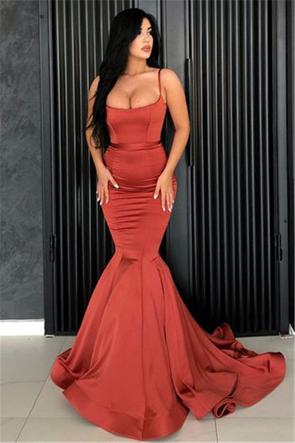 Chic Mermaid Spaghetti Straps Evening Dresses Long Affordable Evening Dresses On Sale-Ballbella