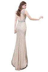 Looking for Prom Dresses, Evening Dresses, Homecoming Dresses, Quinceanera dresses in Tulle,  Mermaid style,  and Gorgeous Beading, Crystal, Sequined, Rhinestone work? Ballbella has all covered on this elegant Chic Mermaid V-neck Silver Mermaid Prom Dress.