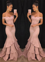 Customizing this Off-the-Shoulder mermaid pink ruffles Prom Party GownsNew Arrival on Ballbella.com. We offer extra coupons,  make dresses in cheap and affordable price. We provide worldwide shipping and will make the dress perfect for everyone.