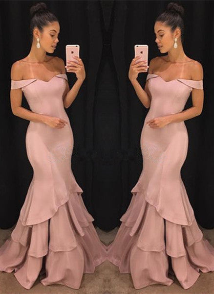 Customizing this Off-the-Shoulder mermaid pink ruffles Prom Party GownsNew Arrival on Ballbella.com. We offer extra coupons,  make dresses in cheap and affordable price. We provide worldwide shipping and will make the dress perfect for everyone.