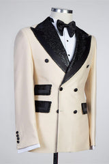 Chic Peaked Lapel Double Breasted Bespoke Men Suits-Ballbella