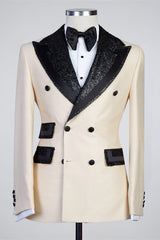 Chic Peaked Lapel Double Breasted Bespoke Men Suits-Ballbella